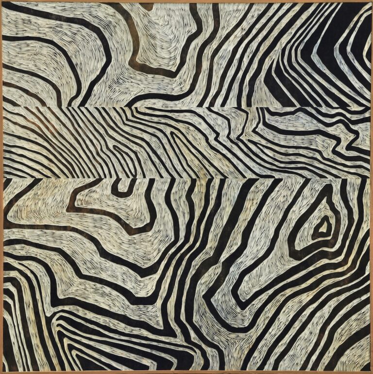 Edith Basseville - Tout se transforme #4, 2026, bois gravé et encré, 100 x 100 cm Crédit photo : Edith Basseville