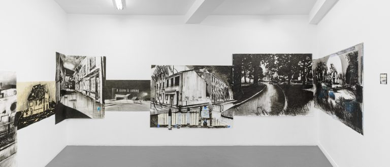 Gabriel Folli, "Du nord au sud" (2e version, détail), 2023, en cours, technique mixte sur papier, 230 x 1120 cm - Image : © Gregory Copitet